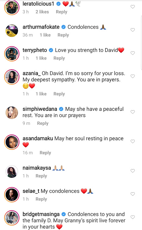 David Tlale's Instagram comments.