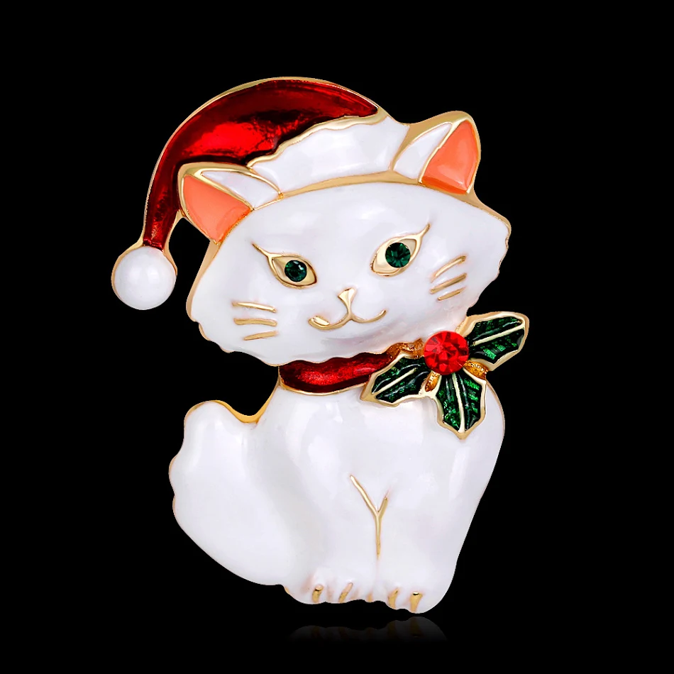 Kerstkat broche Verfraai je feestelijke outfit met deze charmante accessoire. Perfect cadeau, voegt een leuke en unieke touch toe aan je look. Schattig en stijlvol.