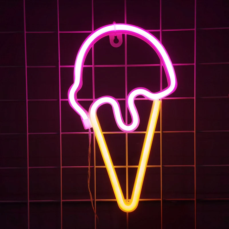 Novogodišnja Dekoracija LED Sladoled Neon Model Svetla Ukrasna Rasveta za Dom i Zabave Jednostavna Instalacija i Ušteda Energije Kreativni Dizajn