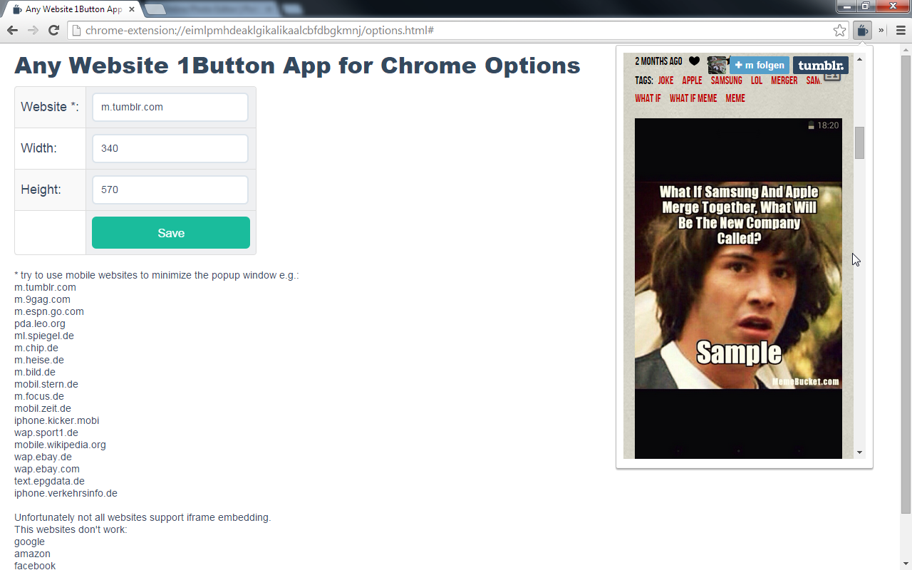 Any Website 1Button App for Chrome Preview image 4