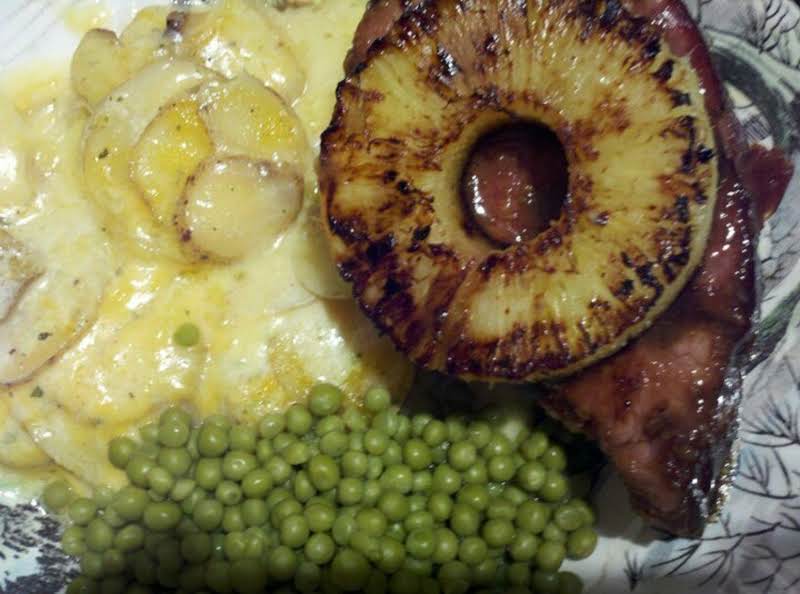 Ham Steak W/ Maple Grilled Pineapple & Asparagus