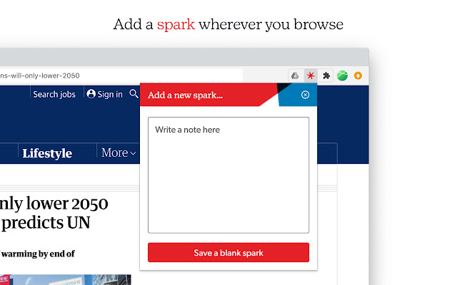 Spark this with Sparks chrome extension