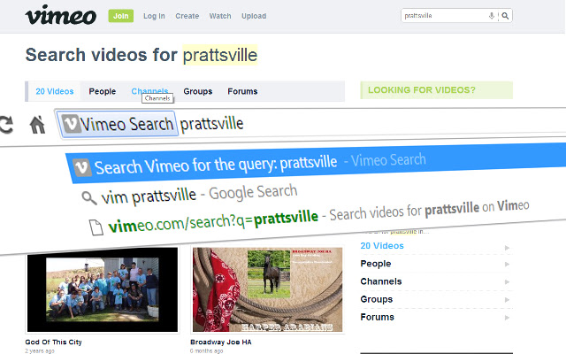 Vimeo Search chrome extension