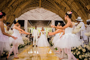 The bridal couple Bahle Zondo and Nomfundo Mcoyi arriving at the chapel in Bali.