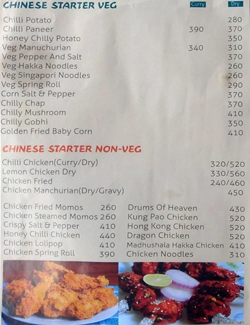 Madhushala menu 