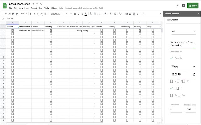 Classroom Schedule Announce screenshot 1