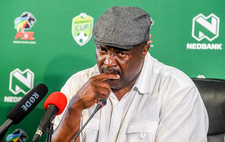 Jomo Sono, owner and coach of Jomo Cosmos, during a Nedbank Cup press conference at the PSL headquarters in Parktown. File Photo