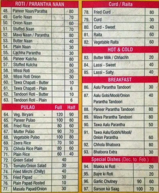 Sharma Pavitra Bhojnalaya menu 