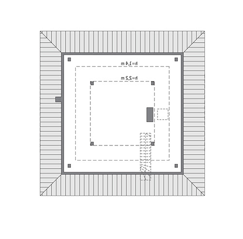 Czterolistna koniczyna - wariant XIX - C444w - Rzut poddasza do indywidualnej adaptacji (44,9 m2 powierzchni użytkowej)