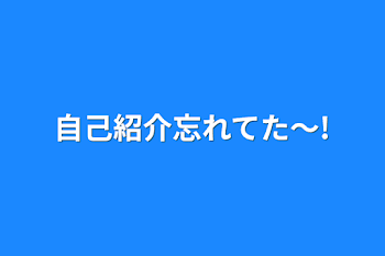 自己紹介忘れてた〜!