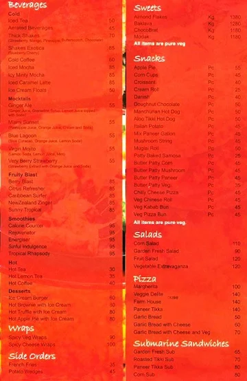 Mr. Brown menu 