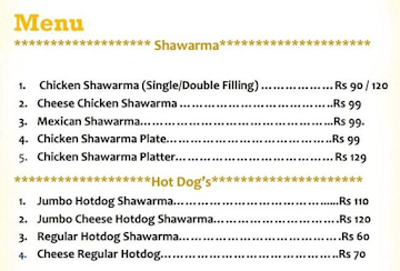 Shawarmania menu 