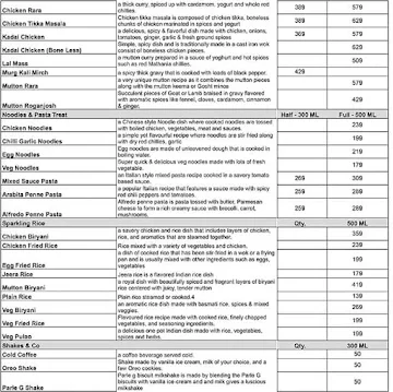 North Indian Trail menu 