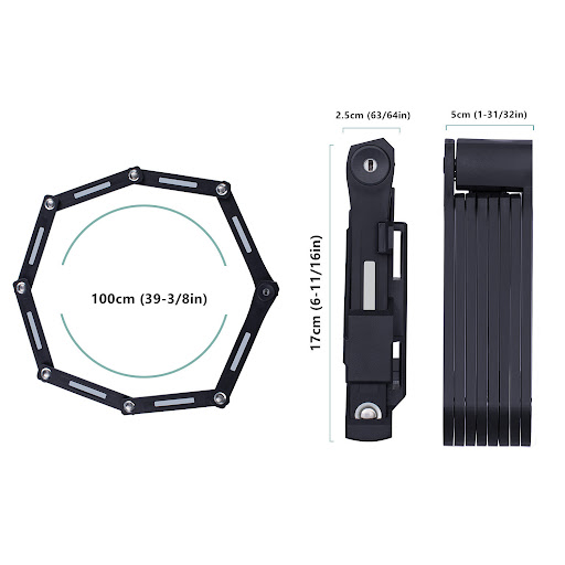 Title 4, Universal Folding Bike Lock with Chain Secure y...
