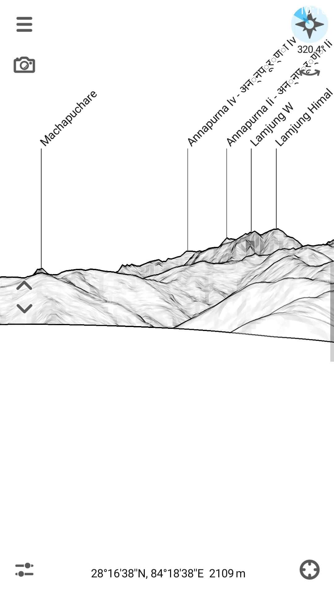 Names of the mountains with Peakfinder