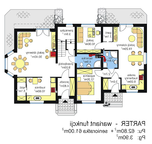 BS-12 dwulokalowy - Rzut parteru - propozycja adaptacji - zmiana funkcji pomieszczeń