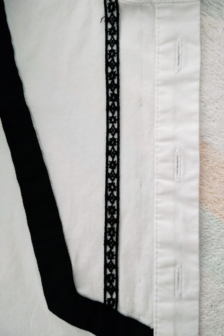 In-Progress: Lace Ribbon Trim Bib Shirt Refashion - DIY Fashion Garments | fafafoom.com