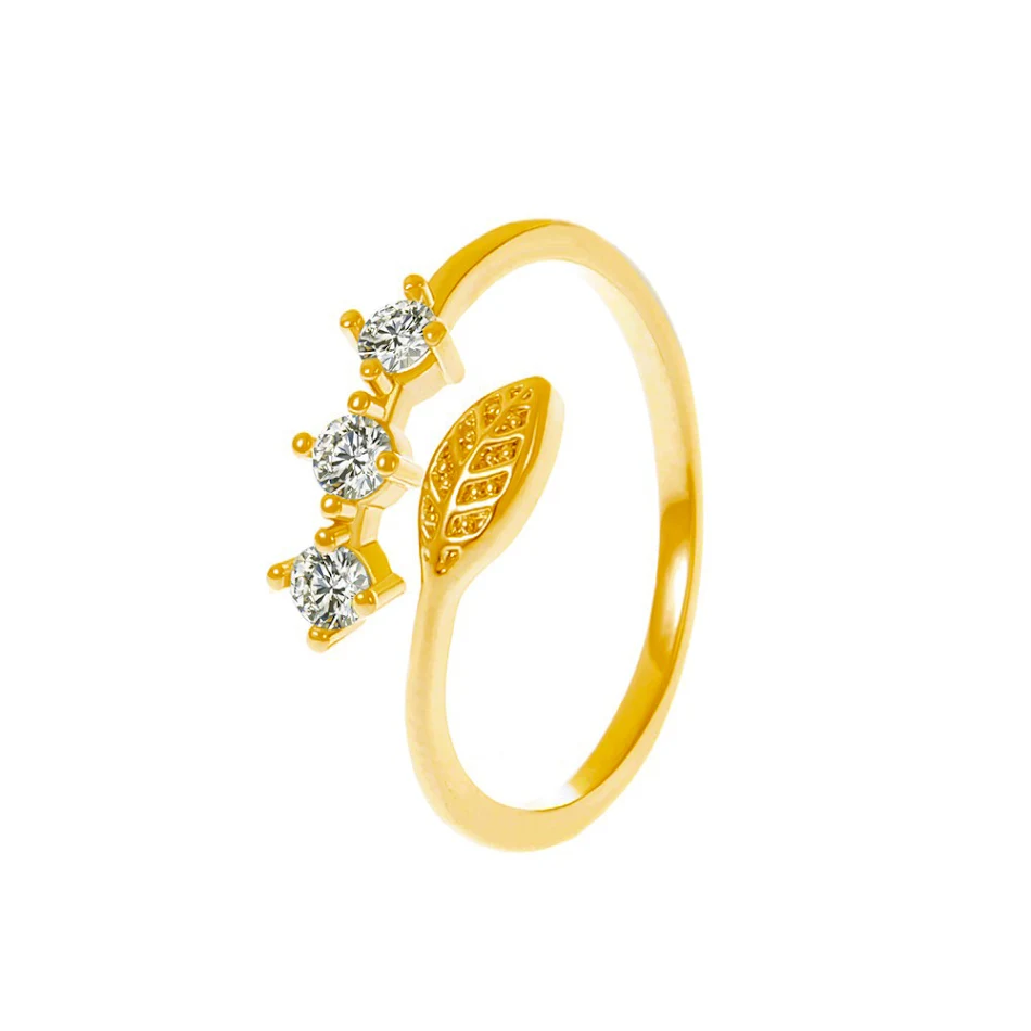 Anel de folha de diamante feminino Moda de luxo acessível Eleve seu estilo com este anel elegante, perfeito para qualquer ocasião.