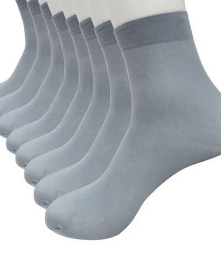 4 Pairs Bamboo Fiber Socks Men Casual Business Anti-Bacte... - 0