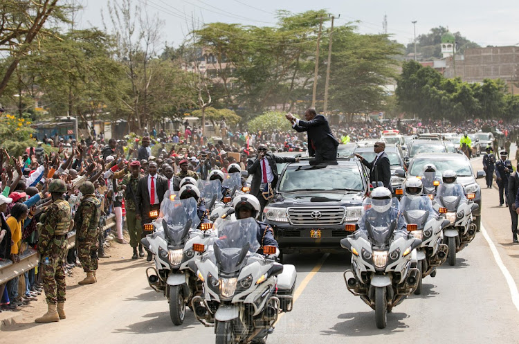 President Uhuru Kenyatta during Madaraka Day celebrations in Narok on Saturday, June 1, 2019.