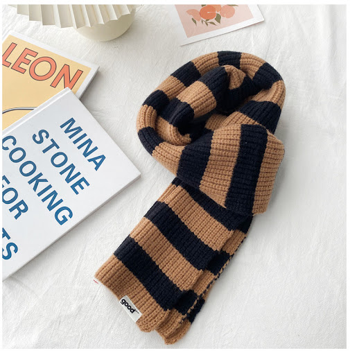 Title 13, New Contrast Striped Scarf For Womens Warmth