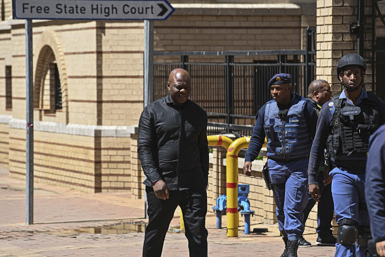 Edwin Sodi outside the Bloemfontein high court on September 23 2022. The R292m waste water treatment plant tender was awarded to his companies NJR Projects and Blackhead Consulting, and was a joint venture with CMS Water Engineering. File photo.