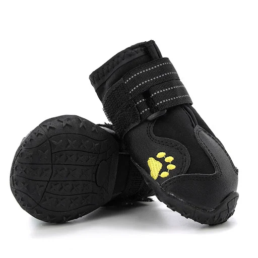 Dog Boots Waterproof Dog Shoes Dog Booties with Reflective Rugged Anti-Slip Sole and Skid-Proof Outdoor Large Dog Shoes 