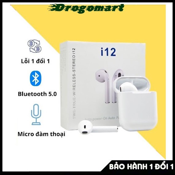 Tai Nghe Bluetooth I12 Không Dây 5.0, Bản Quốc Tế, Âm Thanh Chuẩn Hifi Cho Androi Và Ios