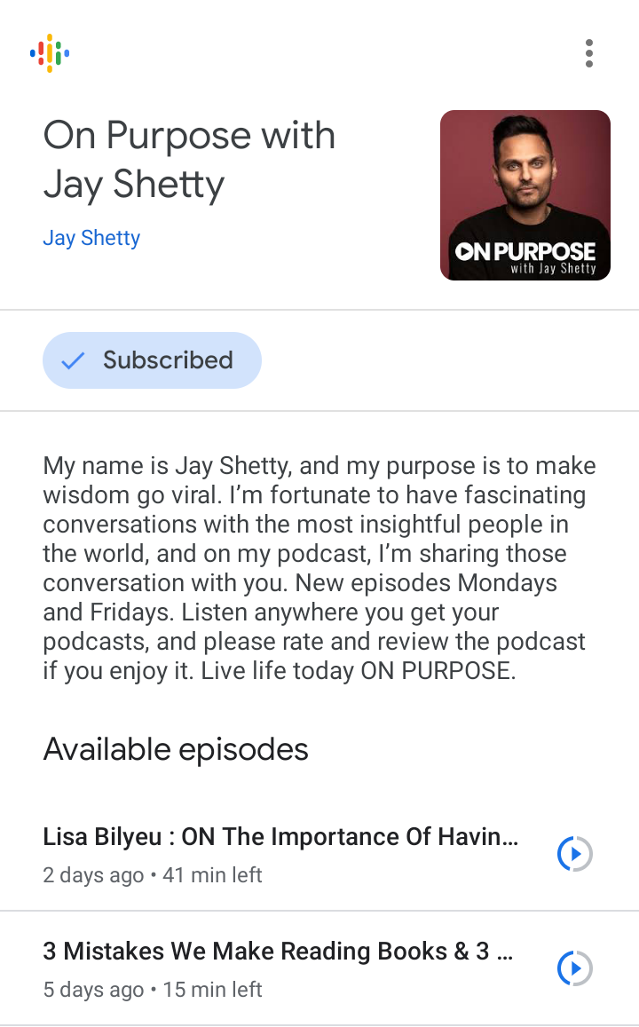 Jay shetty podcast example