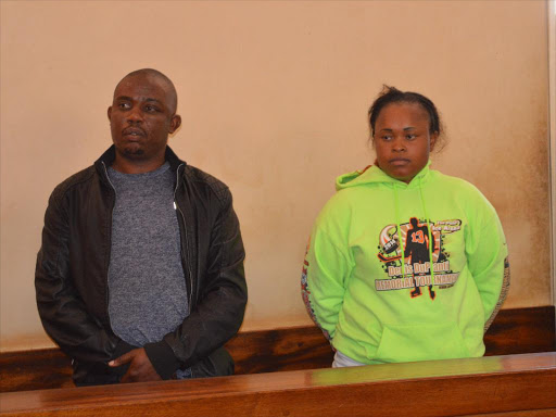 Joseph Karue and Judy Mungai in a Kiambu court yesterday /STANLEY NJENGA