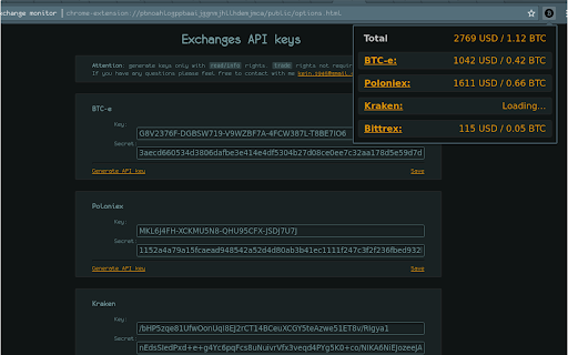 BTC exchange monitor