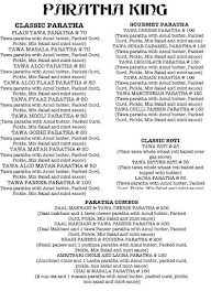 Paratha King menu 1