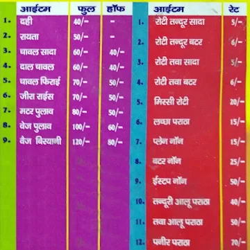 Chowdhary Dhaba menu 