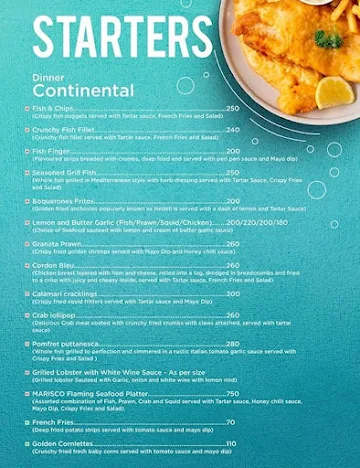 Marisco Seafood Carnival menu 