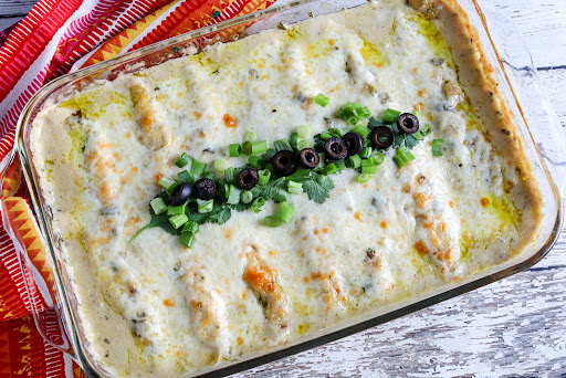 Chicken or Turkey Enchiladas ready to serve.