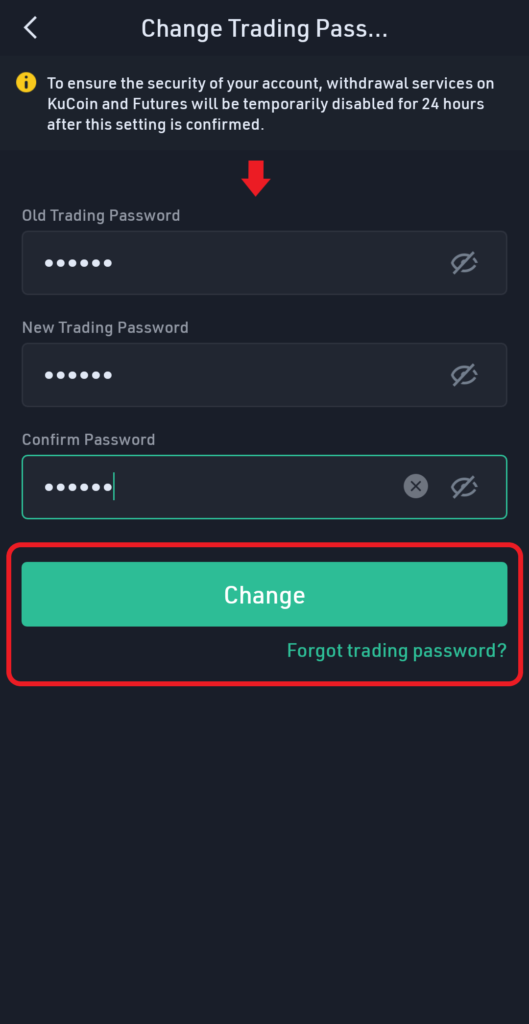 KuCoin Trading Password