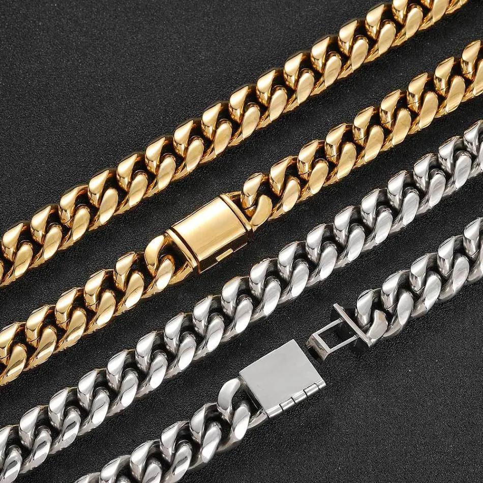 Flip Buckle roestvrijstalen ketting Hip Hop mode ronde slijping, een stijlvolle en trendy accessoire.
