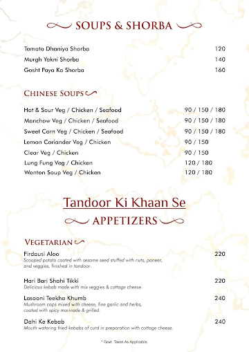 Mughal Sarai menu 