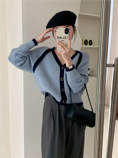 Title 1, Vintage Fake Two Color Contrast Fashion Small F...