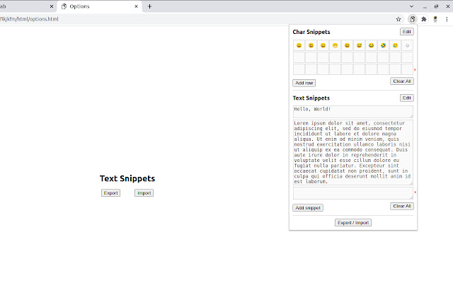 Text Snippets chrome extension