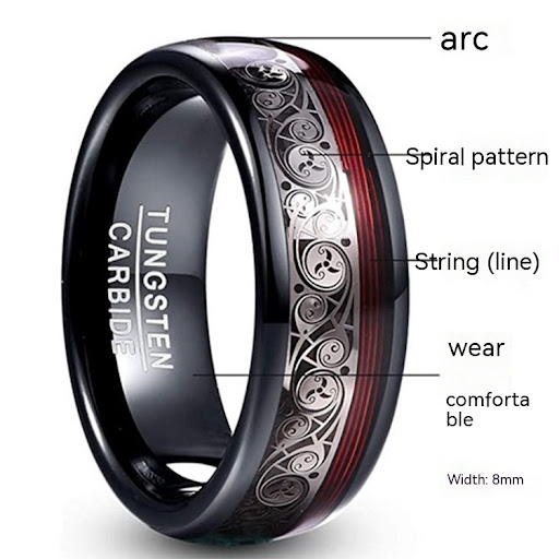 Title 2, Tungsten steel black decorative mens ring. Dur...