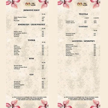 Mallacca menu 