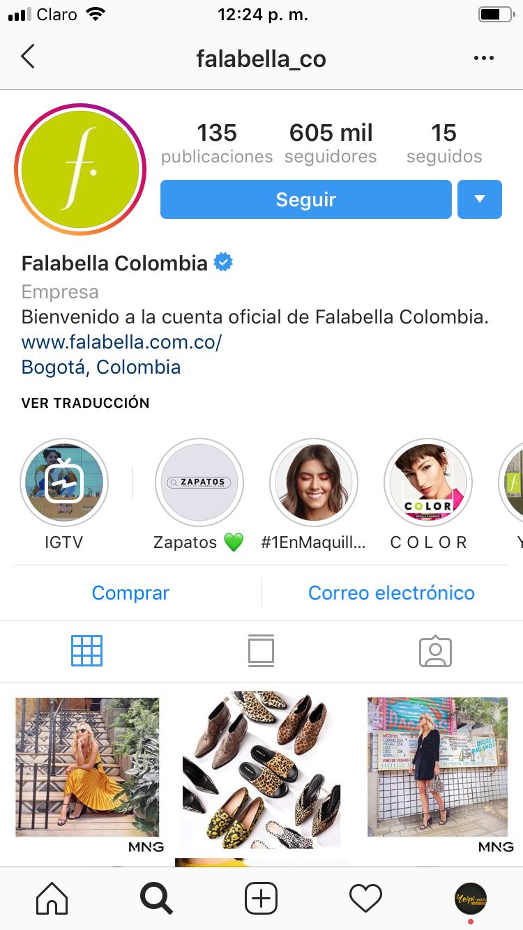 Instagram Falabella Colombia