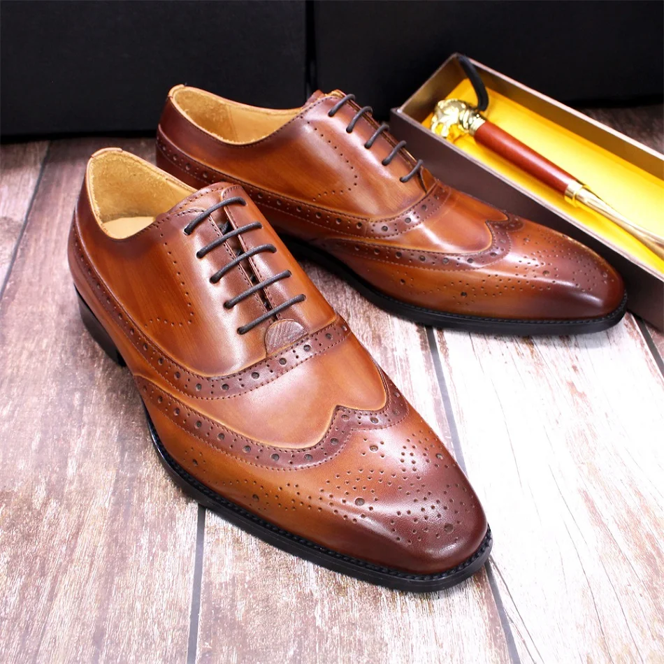 Heren Klassieke Japanse Lederen Schoenen Brogue Carved Hollow, tijdloze stijl en comfort, perfect voor elke gelegenheid, ambachtelijk vakmanschap.