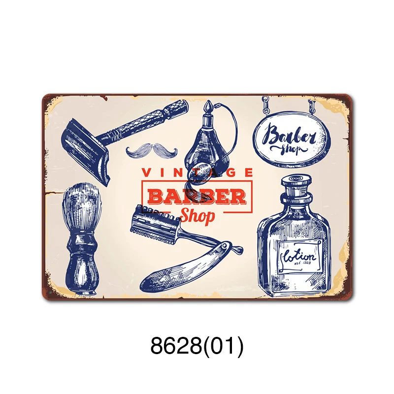 Title 18, Retro Metalen Schilderij Barbershop Achtergrond...