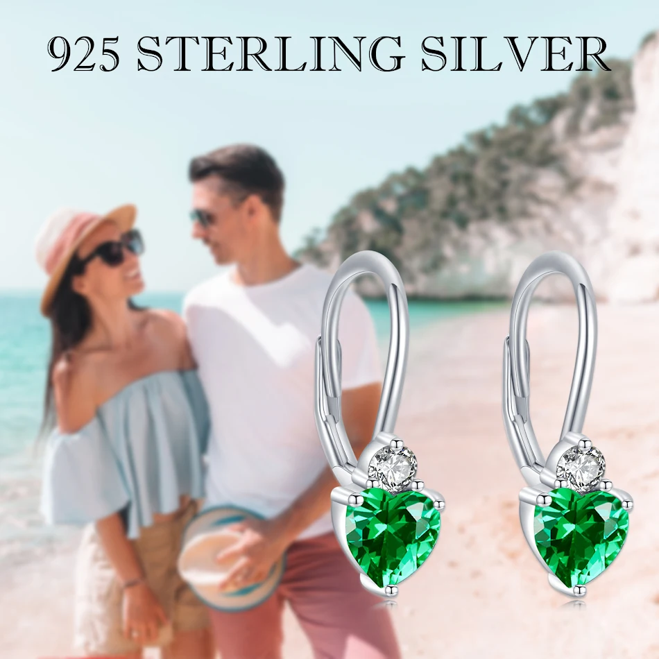 Boucles d'oreilles cœur en argent sterling 925 hypoallergéniques, zircon, bijoux de naissance pour femmes – beauté et sécurité