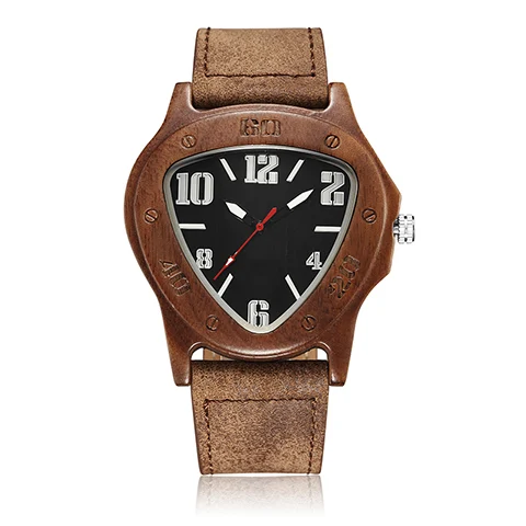 Relógio de madeira triangular masculino Estilo europeu e americano Design elegante e sofisticado para homens de negócios Perfeito para o comércio exterior
