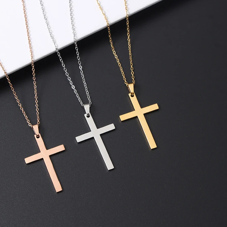 Title 1, Spiegel RVS kruis plank ketting, stijlvol desig...