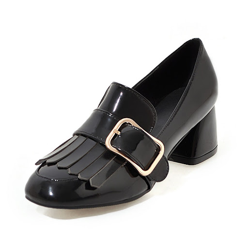 Title 4, Square Toe Patent Leather Belt Buckle Shoes for...
