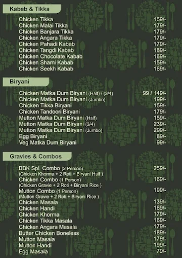 Burooj Biryani & Kabab’s menu 